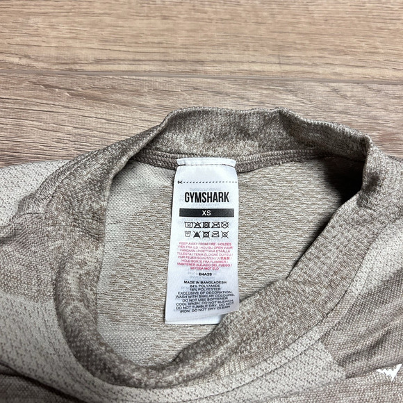 Gymshark Women's Adapt Gray & Tan Camo Seamless Long Sleeve Top - Size XS - Picture 4 of 8